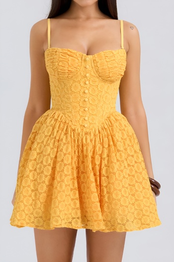 casual slight stretch lace sling mini dress(with boned)