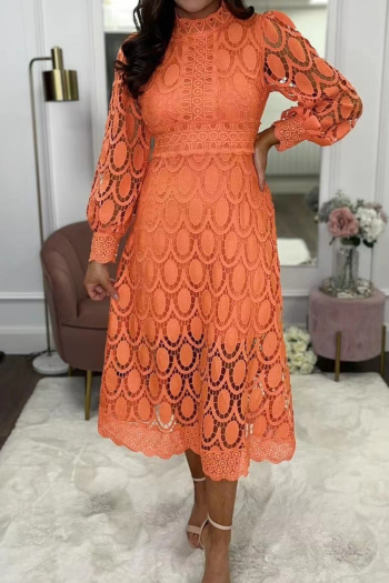 casual plus size non-stretch 10 colors solid color cutout midi dress