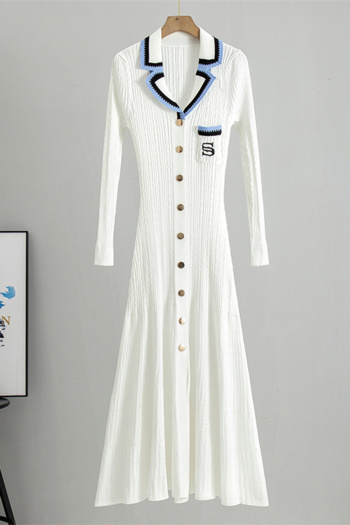 casual high stretch knitted single breasted slim midi mermaid dress