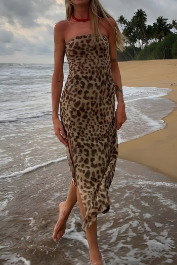 new sexy slight stretch patchwork lining spots printing bandeau midi dress