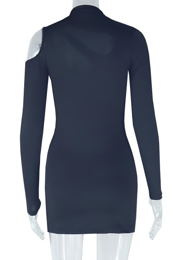 Sexy slight stretch plain color hollow out bodycon mini dress