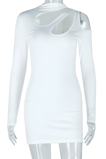 Sexy slight stretch plain color hollow out bodycon mini dress