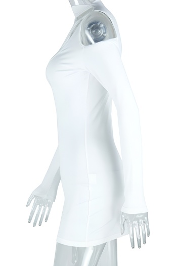 Sexy slight stretch plain color hollow out bodycon mini dress