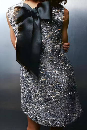 elegant non-stretch sequins butterfly decor loose mini dress