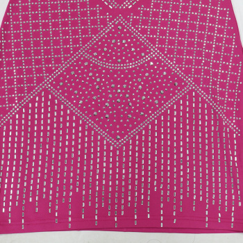 Sexy plus size slight stretch deep v rhinestone tight hollow backless mini dress