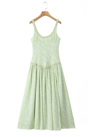 casual non-stretch pearl decor zip-up maxi dress