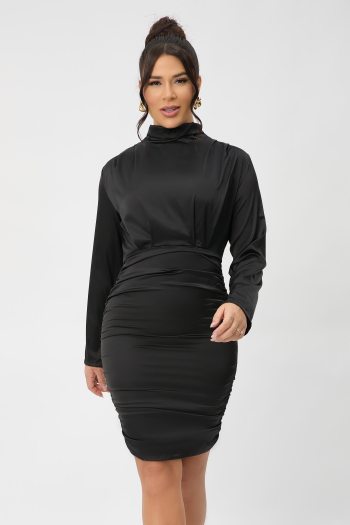 stylish slight stretch solid color bodycon mini dress