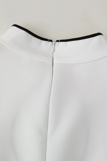 Stylish no-stretch patchwork collar long sleeve mini dress