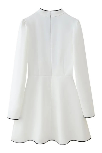 Stylish no-stretch patchwork collar long sleeve mini dress