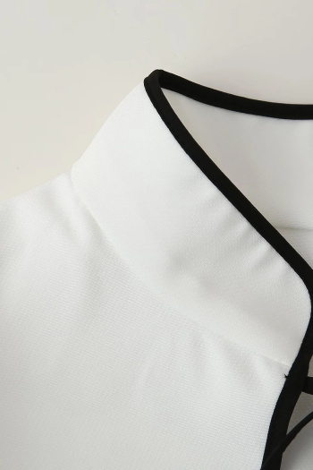 Stylish no-stretch patchwork collar long sleeve mini dress