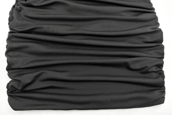 Sexy slight stretch solid color one shoulder tight hollow pleated mini dress