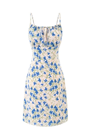 new slight stretch floral batch printing laced casual mini dress size run small