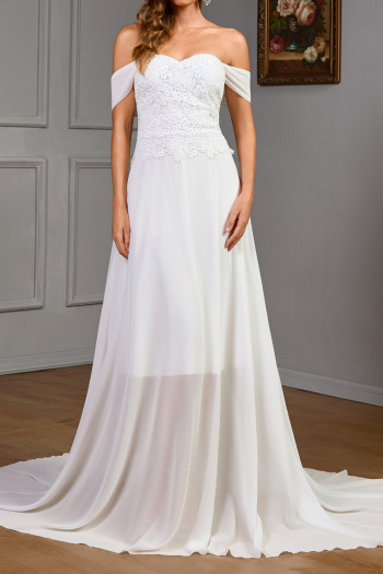 elegant non-stretch one-shoulder chiffon splicing maxi evening dress
