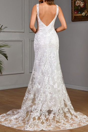 elegant non-stretch with padded lace backless slim maxi evening dress