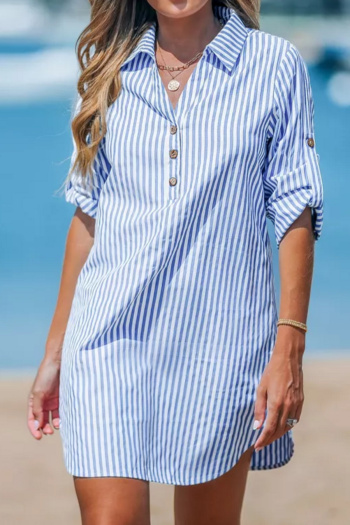 stylish non-stretch contrast color stripes printing mini dress