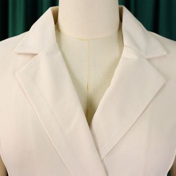 Stylish plus size slight stretch color-block suit collar with belt midi dress