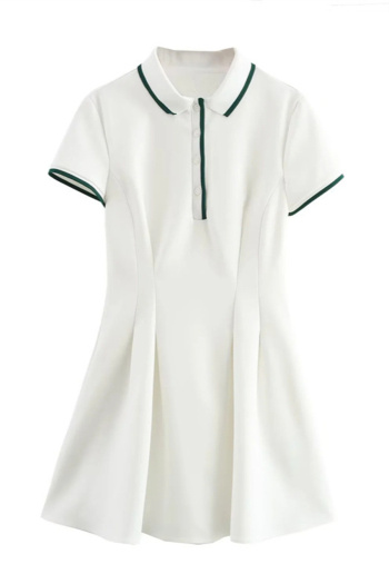 casual non-stretch contrast color lapel mini dress