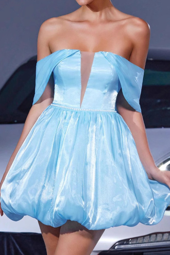 elegant slight stretch off shoulder mini dress
