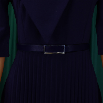 Stylish plus size slight stretch 4 colors with belt pleated midi dress