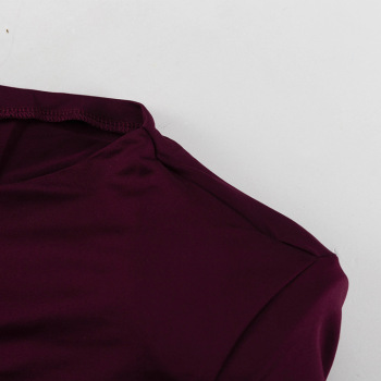 New slight stretch solid color pleated shoulder pads included mini dress
