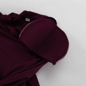 New slight stretch solid color pleated shoulder pads included mini dress