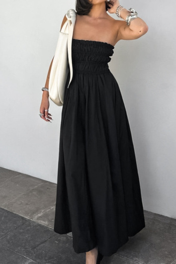 casual non-stretch tube design solid color maxi dress