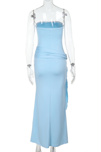 Casual slight stretch simple solid color tube top slim maxi dress