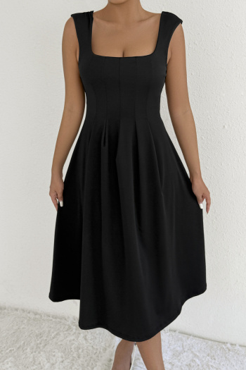 casual slight stretch venetian black slim suspender midi dress