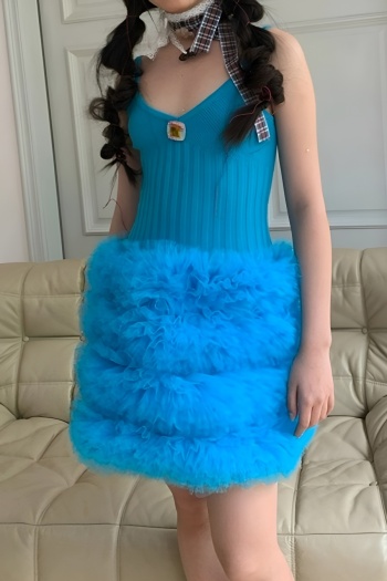 chic stretch knitted mesh rhinestone sling with lined mini dress(size run small)
