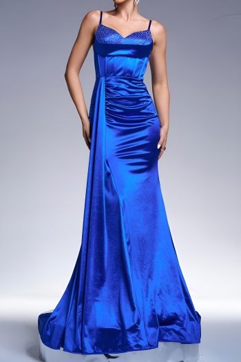 elegant slight stretch padded backless adjustable straps mermaid maxi dress