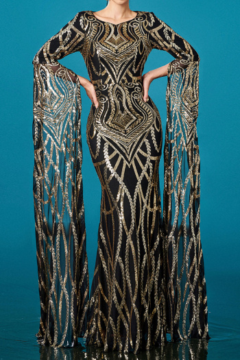 elegant new non-stretch slim fit sequins mermaid maxi dress with padded