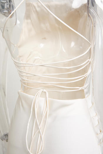 Sexy non-stretch solid color backless lace-up midi dress