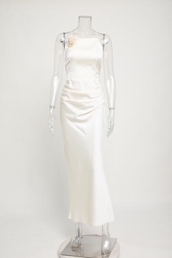 Sexy non-stretch solid color backless lace-up midi dress