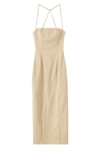 sexy non-stretch stripe printing sling slit maxi dress