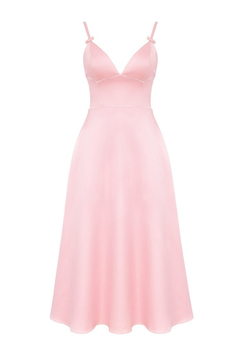 Casual non-stretch simple solid color sling midi dress