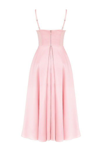 Casual non-stretch simple solid color sling midi dress