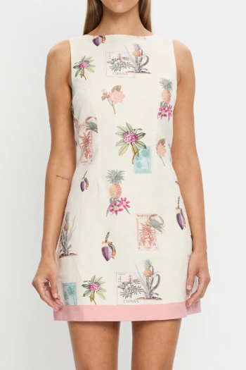 casual plus size non-stretch batch printing sleeveless linen mini dress