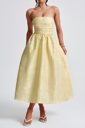 sexy non-stretch floral jacquard tube lace up midi dress