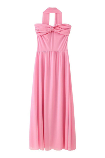 holiday slight stretch mesh solid color ribbon design tube midi dress