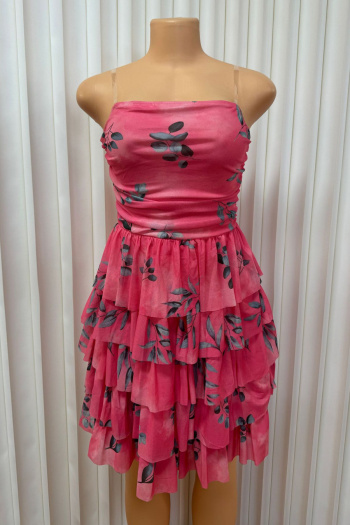 sexy slight stretch leaf batch printing sling mini dress