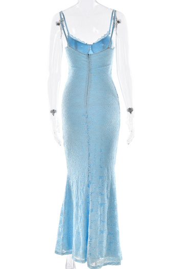 Sexy slight stretch lace 3 colors sling solid color maxi dress