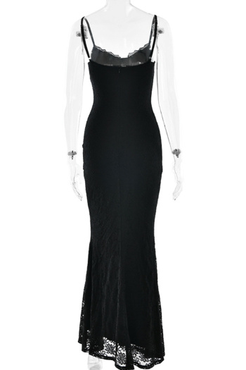 Sexy slight stretch lace 3 colors sling solid color maxi dress