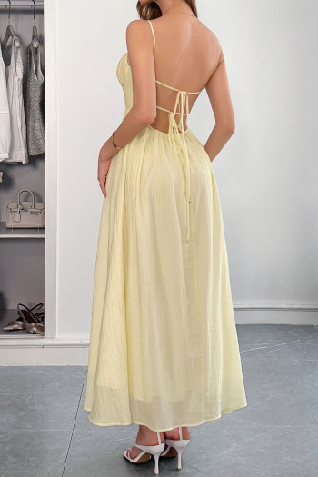 sexy slight stretch 4 colors sling solid color backless maxi dress
