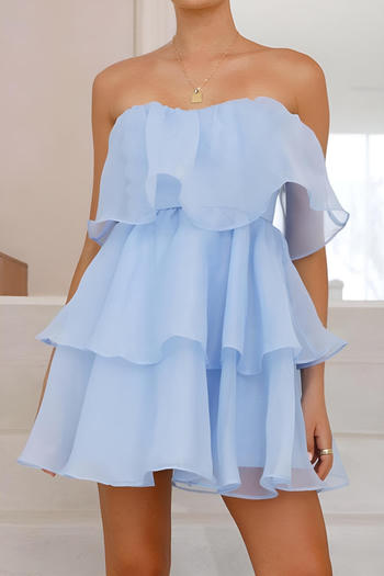 casual slight stretch mesh tube design solid color mini dress