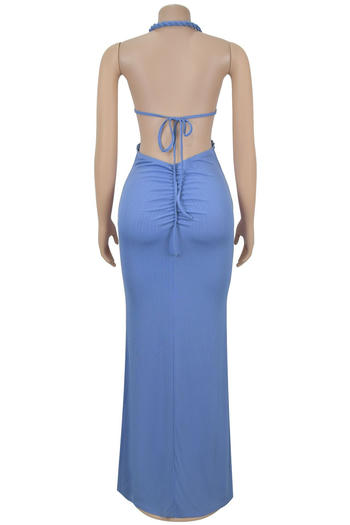 Sexy plus size stretch braided rope slit backless maxi dress new add color