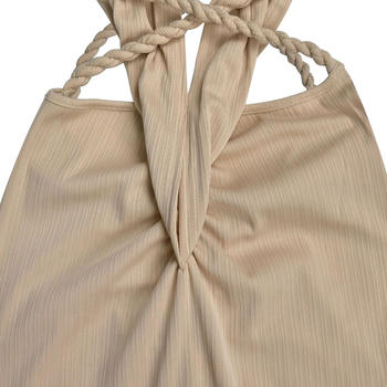 Sexy plus size stretch braided rope slit backless maxi dress new add color
