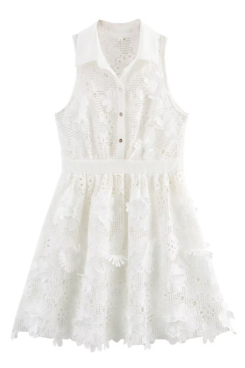 stylish slight stretch floral decor sleeveless mini dress