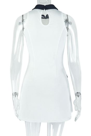 Casual non-stretch simple contrast color sleeveless  mini dress