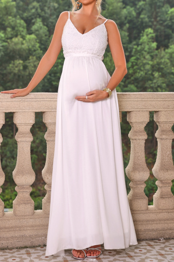 Elegant non-stretch sling splicing large backless maxi maternity dress