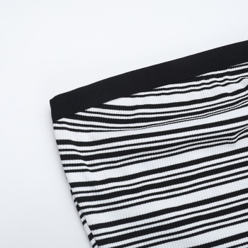 Casual slight stretch tube top slim fit striped slit maxi dress